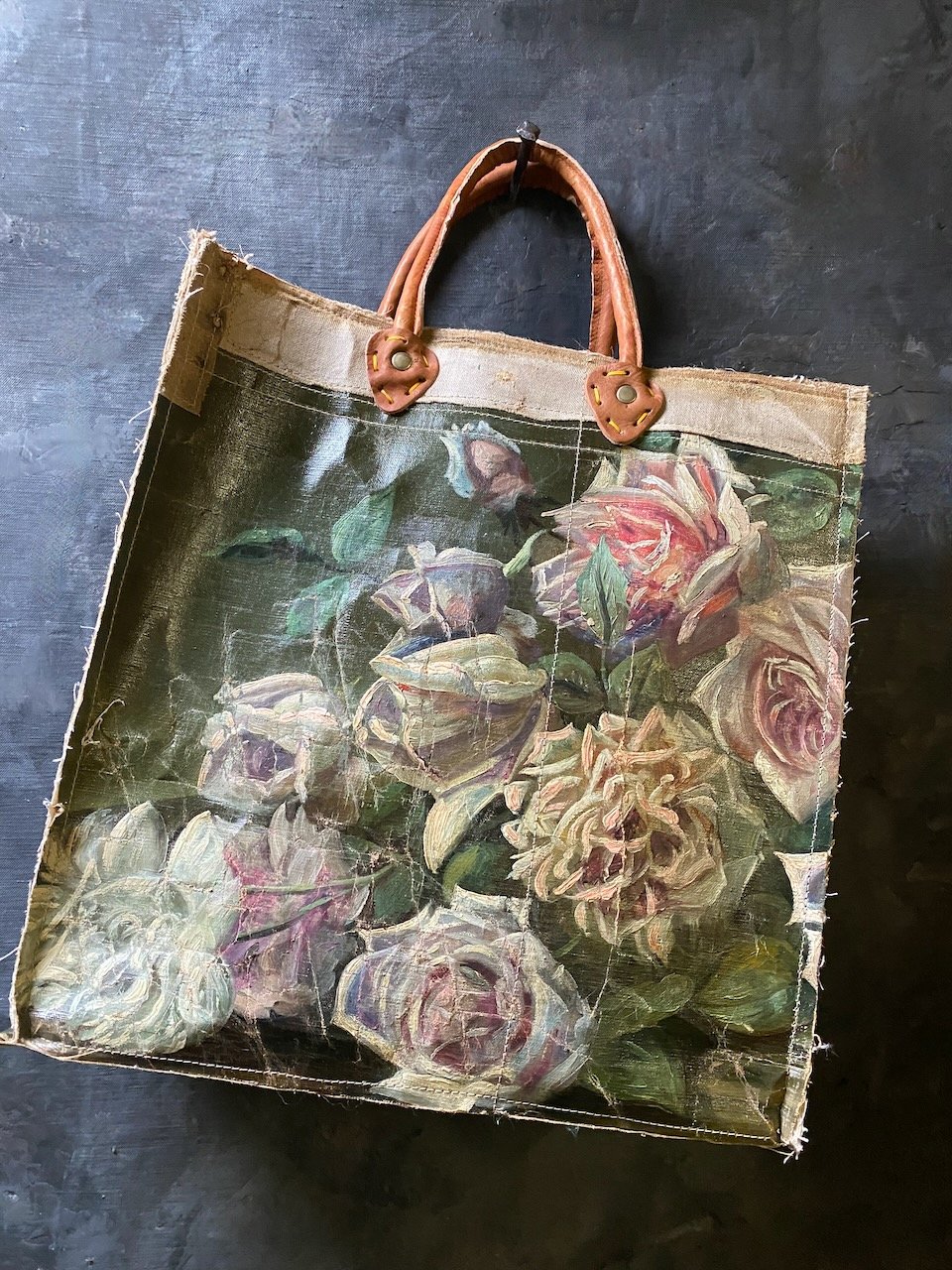 Image of one of kind painting bag - rose is a rose