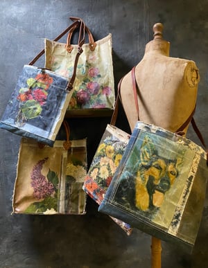 Image of one of a kind painting bag - dutch shepard in dutch landscape