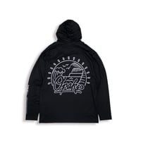 Image 2 of SCRIPT ISLAND HOODED RASHGUARD - BLK