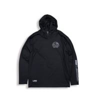 Image 1 of SCRIPT ISLAND HOODED RASHGUARD - BLK
