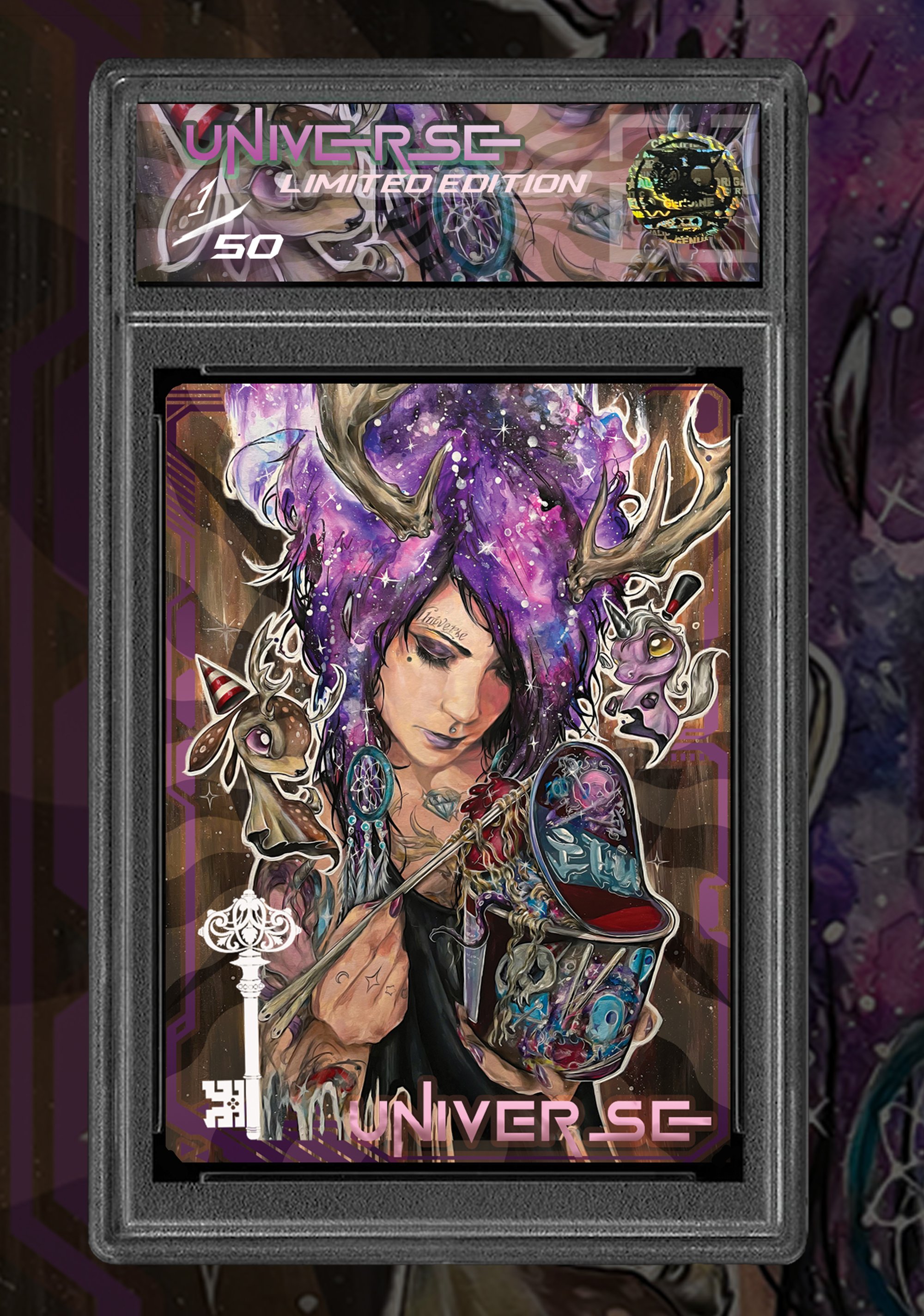 Preorder Limited Edition "Universe" Holographic Trading Card Slab + Mystery Card Slab Preorder Limited Edition "Universe" Holographic Trading Card Slab + Mystery Card Slab