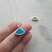 Image 2 of Small New Quarter Pendant in Turquoise or Soft Earthy Green
