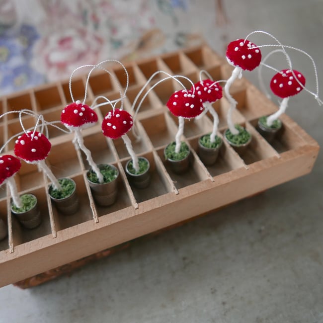 teeny tiny toadstool ornament