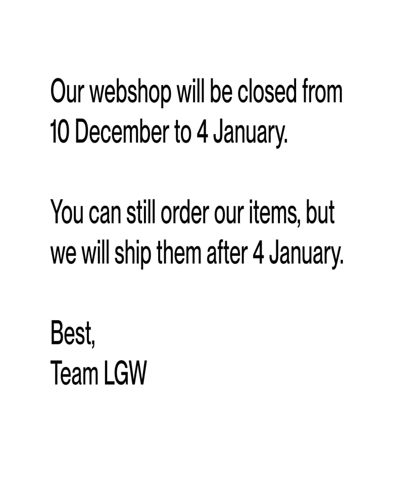 Image of Our webshop will be closed from 10 December to 4 January.