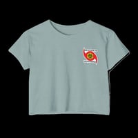 Image 2 of THE WEATHER IS HAPPENING BADGE WOMEN'S CROP TOP