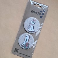 Image 2 of Button Set--Gingerbread Swoopy Ghost