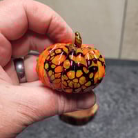 Image 4 of LG. Orange & Black Pumpkin - Flamework glass sculpture