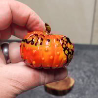 Image 5 of LG. Orange & Black Pumpkin - Flamework glass sculpture