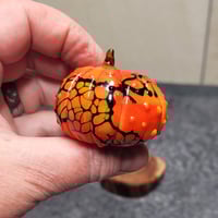 Image 6 of LG. Orange & Black Pumpkin - Flamework glass sculpture