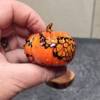 Image 7 of LG. Orange & Black Pumpkin - Flamework glass sculpture