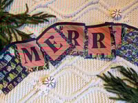 Image 1 of "Merry" Fabric Bunting in Navy, Red and Green