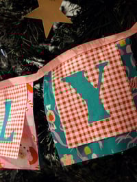 Image 6 of "Jolly" Fabric Bunting in Teal, Pink and Red