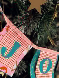 Image 7 of "Jolly" Fabric Bunting in Teal, Pink and Red