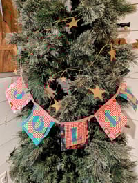 Image 5 of "Jolly" Fabric Bunting in Teal, Pink and Red