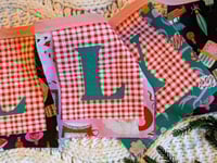 Image 3 of "Jolly" Fabric Bunting in Teal, Pink and Red