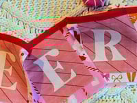 Image 4 of "Cheer" Fabric Bunting in Teal, Pink and Red