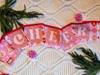 Image 1 of "Cheer" Fabric Bunting in Teal, Pink and Red