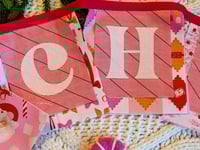 Image 2 of "Cheer" Fabric Bunting in Teal, Pink and Red