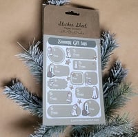 Image 1 of Sticker Sheet--Gingerbread Swoopy Ghost Gift Tags