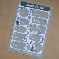 Image 2 of Sticker Sheet--Gingerbread Swoopy Ghost Gift Tags