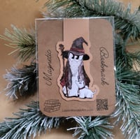 Image 1 of Magnetic Bookmark--Swoopy Ghost Wearing Wizard Costume