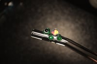 Image 2 of Opal Turtle Glass Straw - Metallic Green with Rainbow Opal