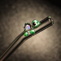 Image 1 of Opal Turtle Glass Straw - Metallic Green with Rainbow Opal