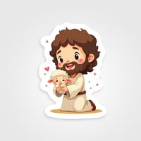 Image 2 of Jesus Christ and Lost Sheep Sticker