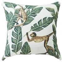 Cushion Green Olive Banana Leaf & Monkey