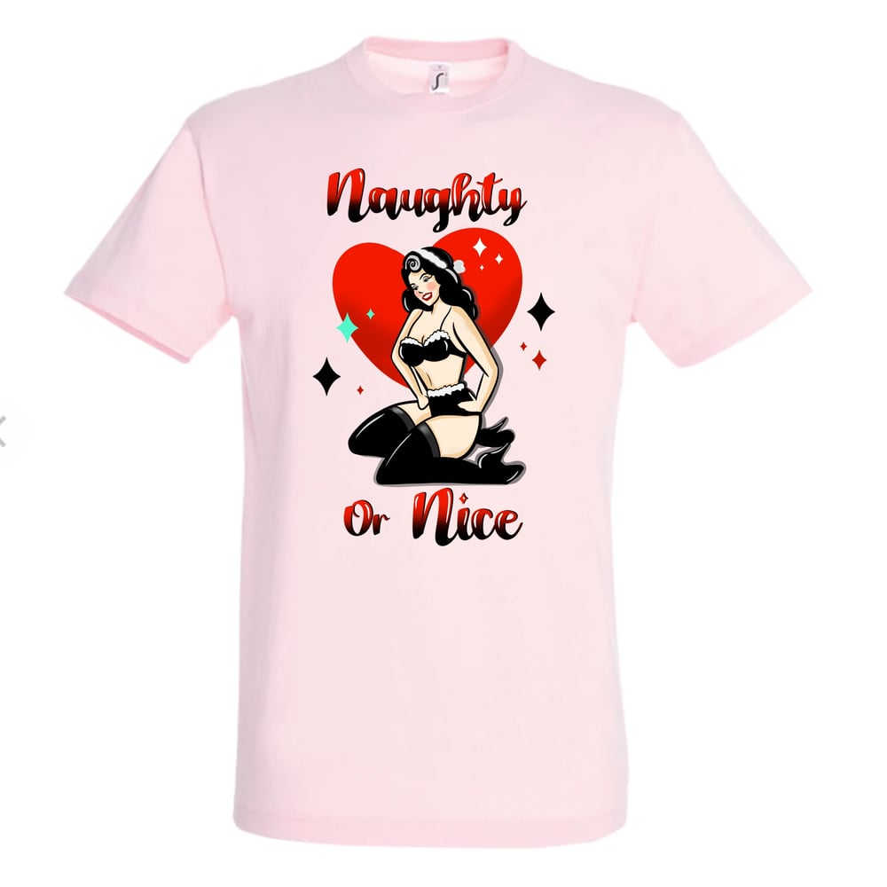 Image of ‘Naughty or nice?’ plain tshirt