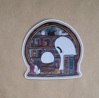 Image 1 of Vinyl Sticker--Swoopy Ghost in Library with Crystals