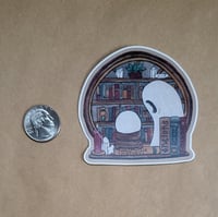 Image 2 of Vinyl Sticker--Swoopy Ghost in Library with Crystals