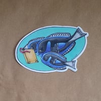 Image 1 of Vinyl Sticker--Family of Blue Tangs Reading Together
