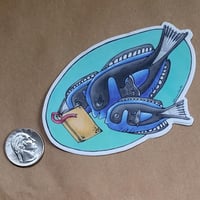 Image 2 of Vinyl Sticker--Family of Blue Tangs Reading Together