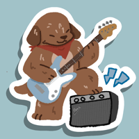 Image 1 of Blue Guitar Player Sticker