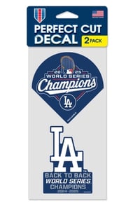 Dodgers World Series 2-PACK 4" X 8" DECALS 