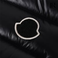 Image 4 of Moncler Black Shiny Down Puffer with Side Stripe Detail