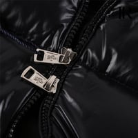 Image 5 of Moncler Black Shiny Down Puffer with Side Stripe Detail