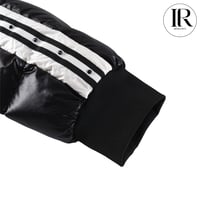 Image 7 of Moncler Black Shiny Down Puffer with Side Stripe Detail