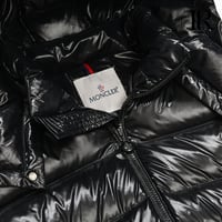 Image 5 of Moncler Black Glossy Hooded Puffer Jacket with Large Arm Patch