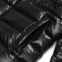 Image 7 of Moncler Black Glossy Hooded Puffer Jacket with Large Arm Patch