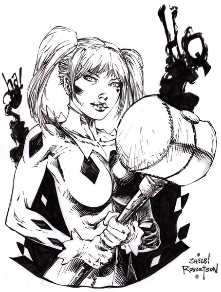 Image of HARLEY QUINN ORIGINAL ART BY SHELBY ROBERTSON 9" x 12"