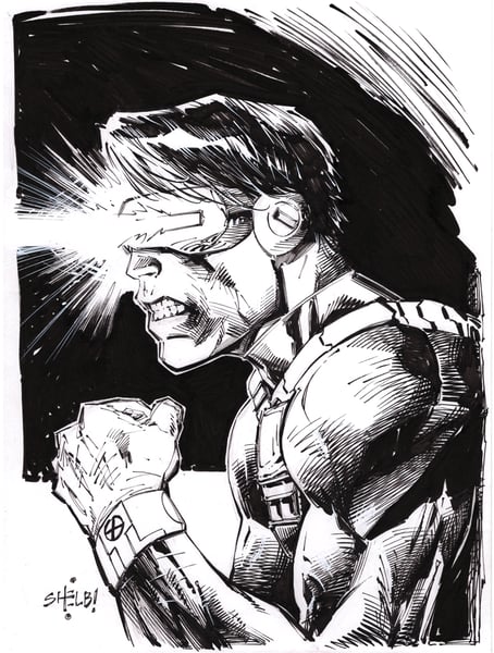 Image of CYCLOPS ORIGINAL ART BY SHELBY ROBERTSON 9" x 12"