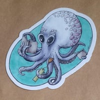 Image 1 of Vinyl Sticker--Reading Octopus