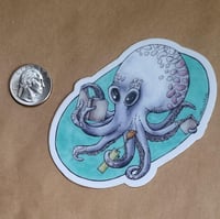 Image 2 of Vinyl Sticker--Reading Octopus