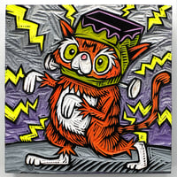 Frankencat Carved and Painted Panel