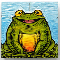 Fat Frog Carved and Painted Panel