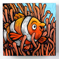 Clownfish Carved and Painted Panel