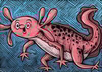 Axolotl Carved and Painted Panel