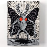 Mothman Carved and Painted Panel